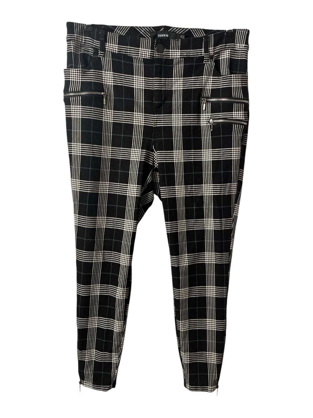 torrid Black & White Plaid Ponte Straight-Leg Pants